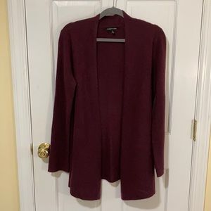 XL 41 Hawthorn 100% Cashmere open front drapey cardigan in a rich burgundy